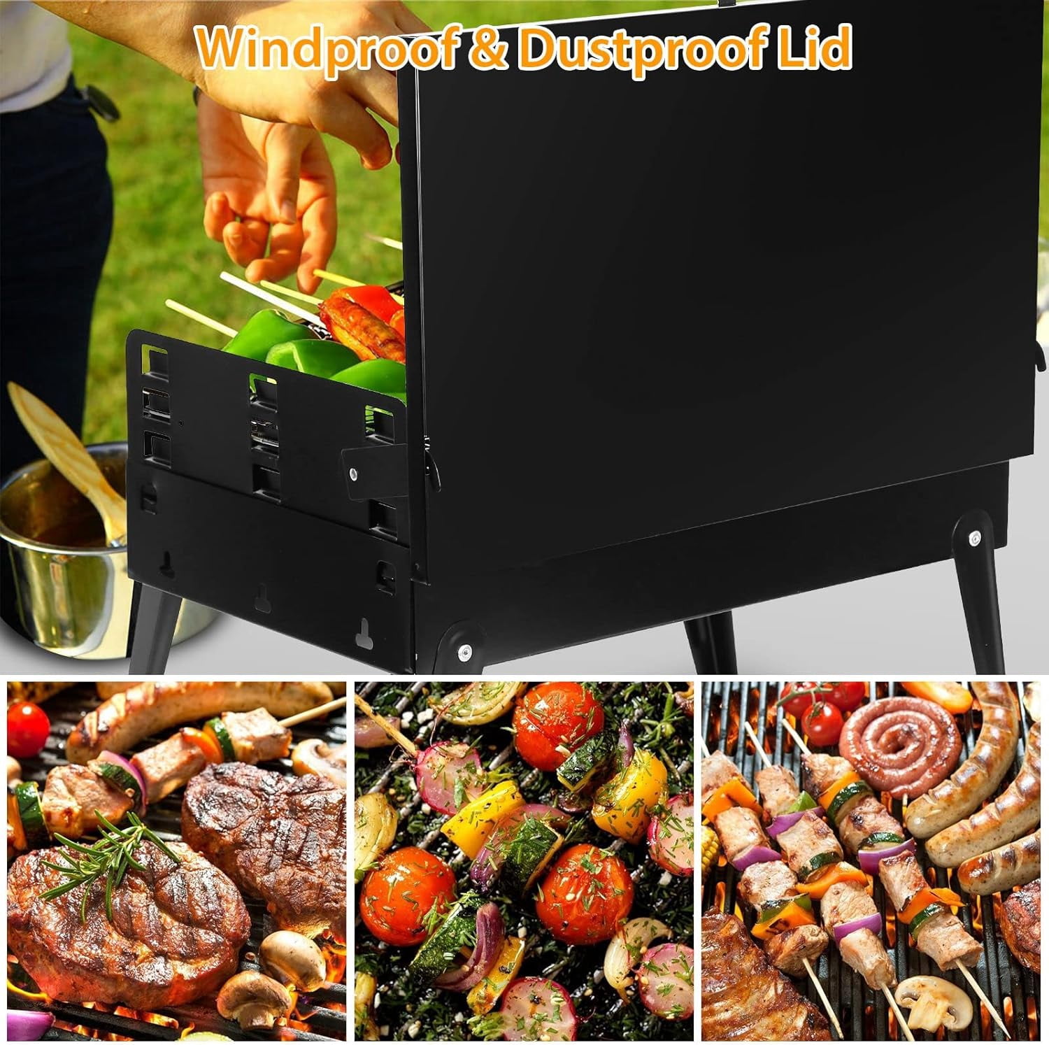 NOBRAND 16.7 Inch Charcoal Kettle Grill, Foldable