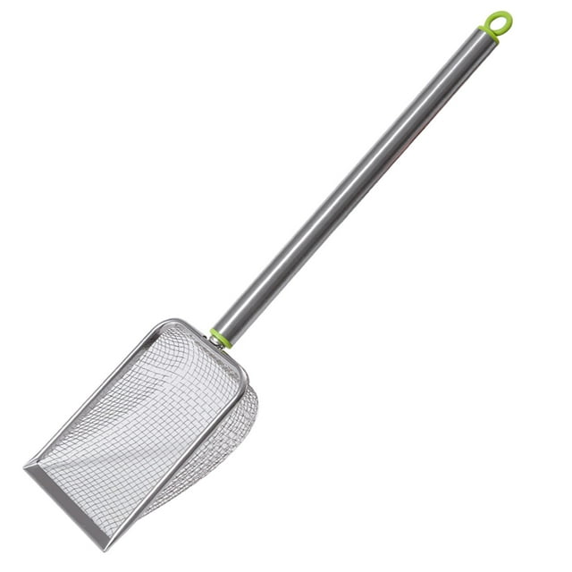 Pala para arena de gatos de acero inoxidable con tamizado profundo, limpiador de arena resistente, malla metálica para gatitos, animales pequeños, con malla 4.3X4.3mm