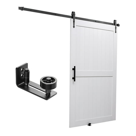 KFFKFF Sliding Barn Door, 48 x 84 inch, Durable MDF Panel, Door with Hardware Kit, Water-Resistant PVC Coating, Simple Installation, H-Frame Design, Quiet and Smooth Sliding for Living Room