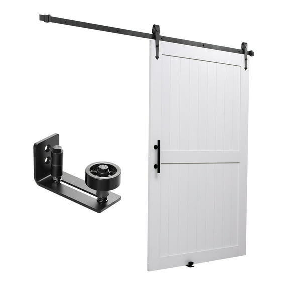 KFFKFF Sliding Barn Door, 48 x 84 inch, Durable MDF Panel, Door with Hardware Kit,Water-Resistant PVC Coating, Simple Installation,H-Frame Design, Quiet and Smooth Sliding for Living Room or Bathroom