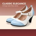 thumbnail image 4 of Chase & Chloe Women's Vintage-Inspired Mary Jane Pumps with Wingtip and Mid-Heel, 4 of 5