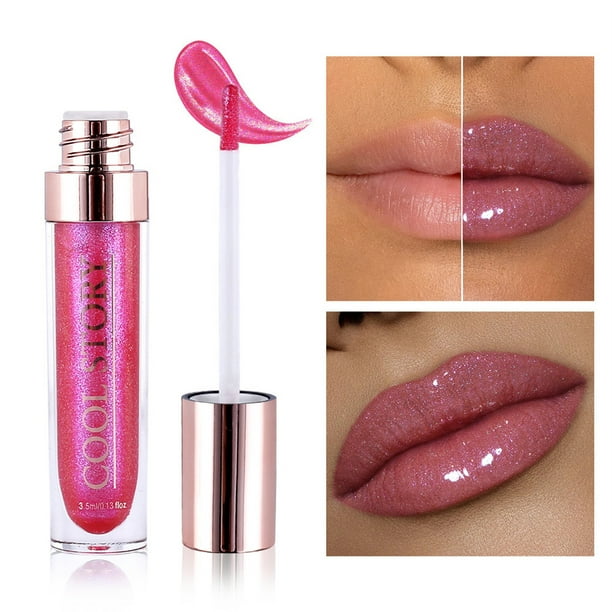 XWSHYW Lápiz Labial Brillo de Labios de Color Nacarado Flash, Brillo de Labios Tridimensional, Color Polarizado, Brillo de Labios Líquido Transparente, Brillo de Labios Fino, 3,5 Ml