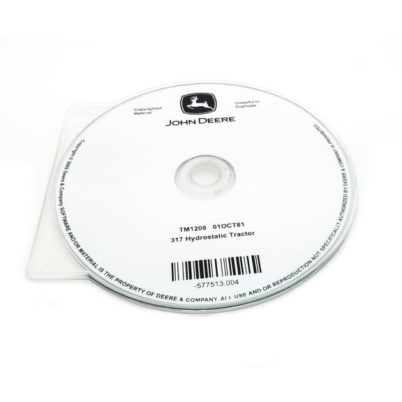 John Deere 317 Hydrostatic Tractor Technical Manual CD - TM1208CD