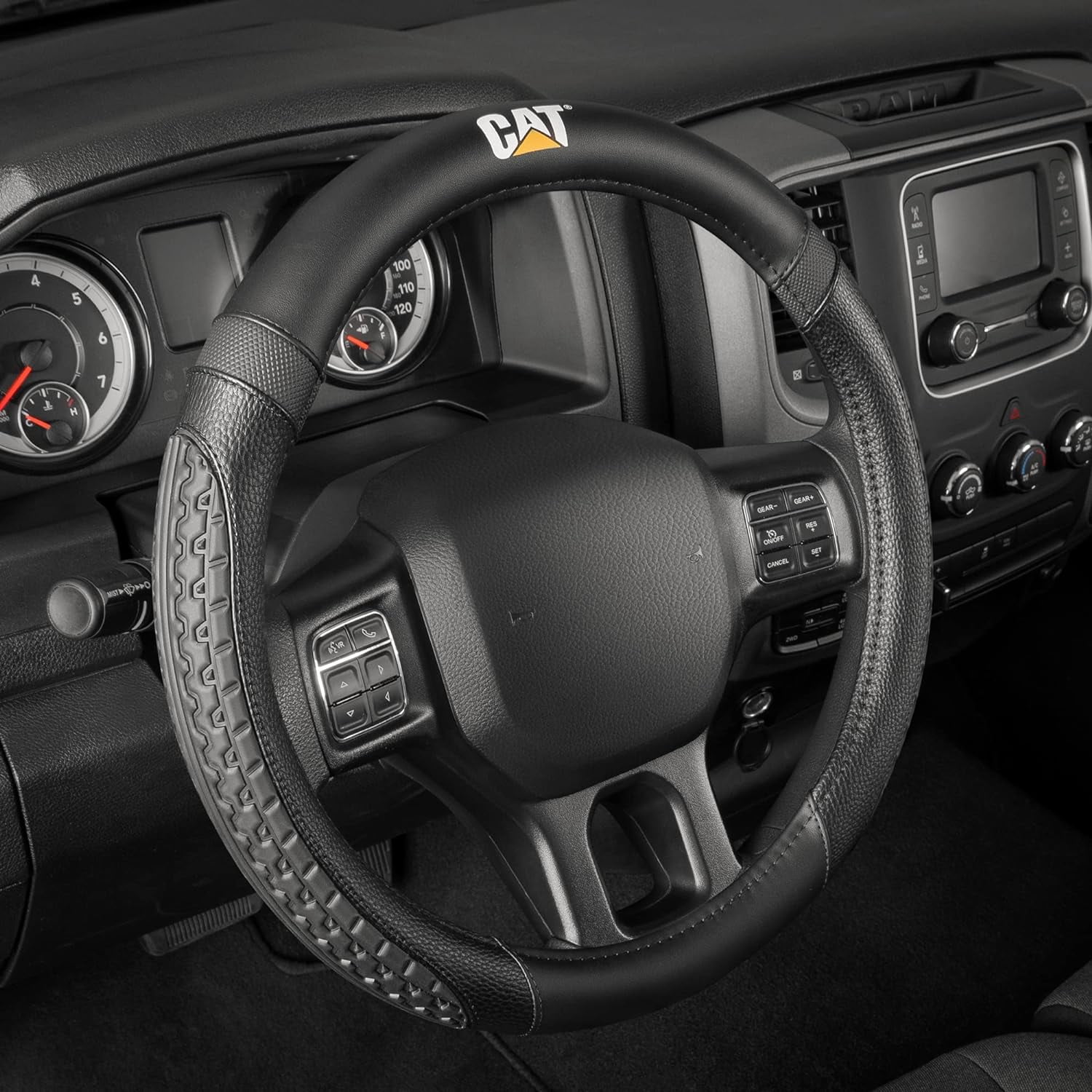 New Caterpillar 18 In Freightliner Caterpillar Leatherette Simi Truck Steering Wheel Cover Air Freshener