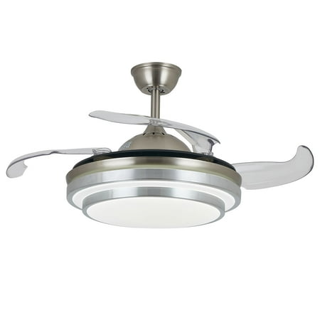 

Anqidi 42 Invisible Ceiling Fan with Light Modern Dimmable LED Integration 3-Color Chandelier w/4 Retractable Blade Remote