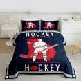 thumbnail image 2 of Homewish Ice Hockey Lover Full Size Comforter Sets,Hockey Stick Bedding Comforter Set,Red Deepblue Bedding Sets For Boys,Ultra Soft Bedroom Decorative Reversible,3pcs, 2 of 8