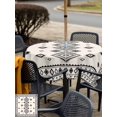 thumbnail image 4 of Outdoor Tablecloth with Umbrella Hole and Zipper, Boho Geometric Square Table Cloth 60x60 Inch Waterproof Tablecloth, Simple Farmhouse Nation Abstract Motifs Picnic Table Cover for Patio Camping, 4 of 7