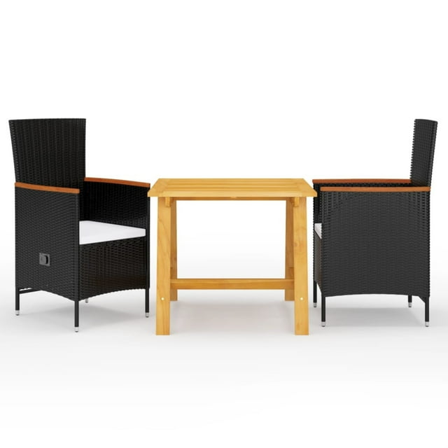 vidaXL Ensemble de Salle à Manger de Jardin 3 Pcs Noir