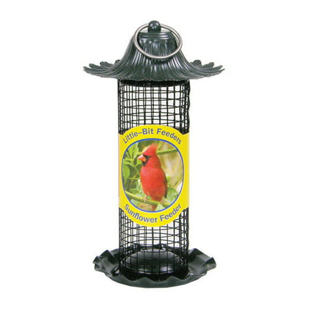 Stokes Select Little-Bit Feeders Sunflower Bird Feeder with Metal Roof, Red, .5 lb Seed