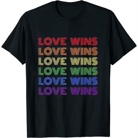 Love Wins Gay Pride Shirt LGBT Lesbian Rainbow Tshirt Gift Womens T-Shirt Black Large