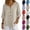 28# Beige, variant on Linen Shirts for Women 3/4 Sleeve Cotton Button Up V Neck T Shirts Summer Beach Blouses Casual Boho Elbow Length Tops Red M
