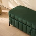 thumbnail image 4 of NEW 49.21" Wide Upholstered Velvet Storage Soft Bench Footstool Ottoman End of Bed with Metal Legs, Foot Rest for Living Room, Entryway and Bedroom. Green, 4 of 8