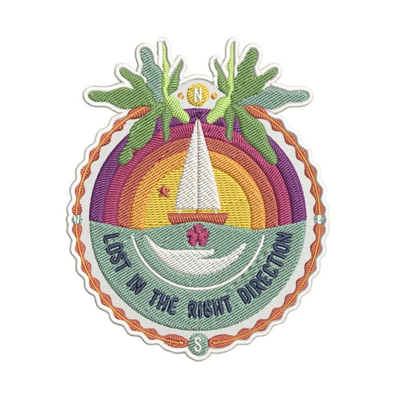 Lost In The Right Direction Embroidered DIY Iron on or Sew-on Decorative Patch Badge Emblem Appliques Adventure Wildlife Vacation Travel Tourist Souvenir Series