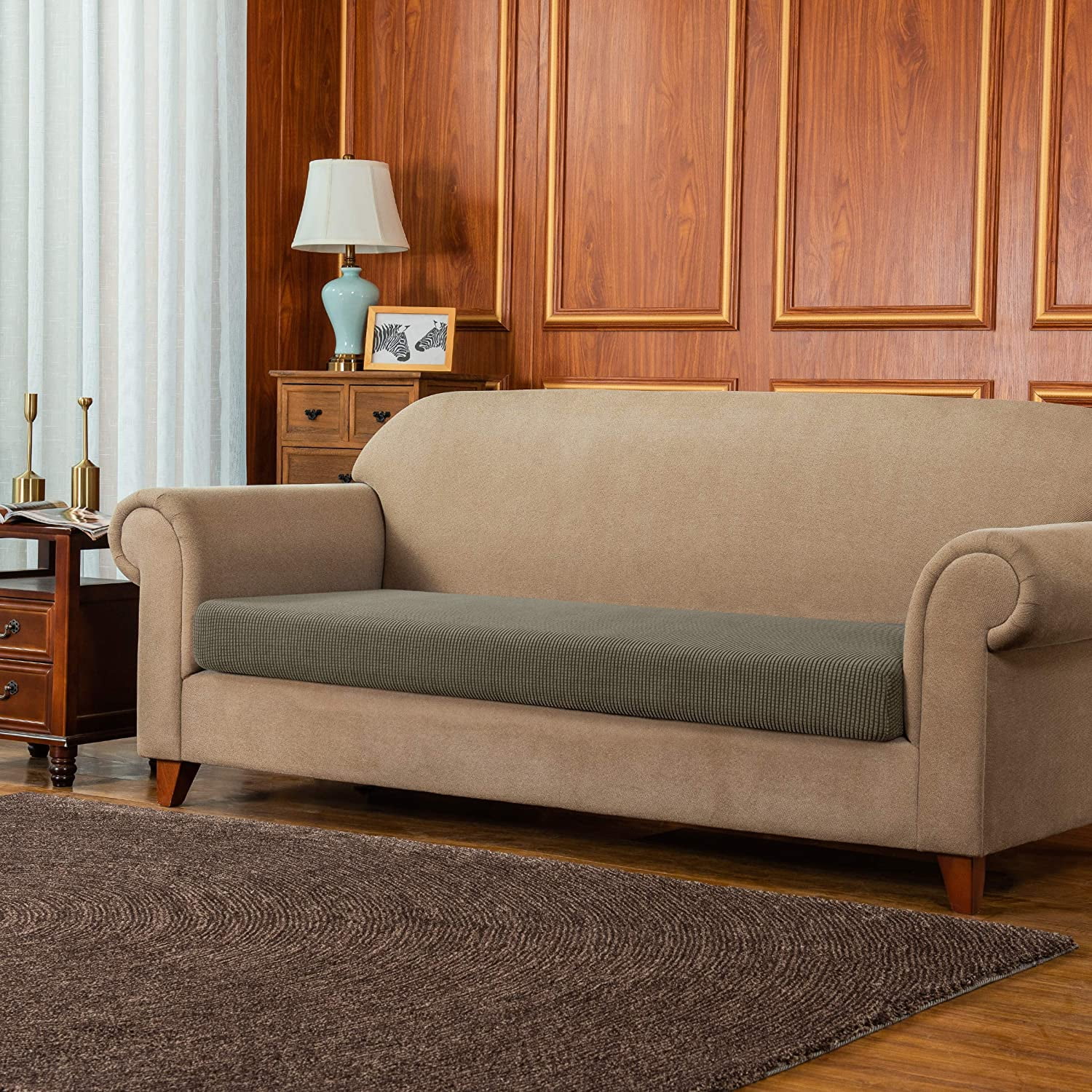 Stretch Sofa Seat Cushion Cover Couch Covers Furniture Protector (Loveseat, Oliver Green)