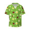 thumbnail image 4 of Salouo Daisies And Ladybugs Pattern Cuban Collar Shirts for Men Button-Down Shirt Men's Short Sleeve Shirts Hawaiian Shirts Casual Shirts -4X-Large, 4 of 6
