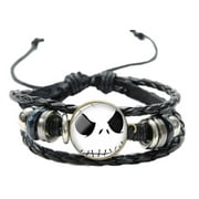 MAINSTREET CLASSICS Nightmare Before Christmas Jack Skellington Face Glass Domed Braided Bracelet