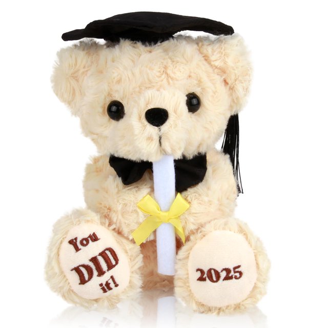 Oso de graduación Hellmei de peluche de 20 cm con gorra y diploma