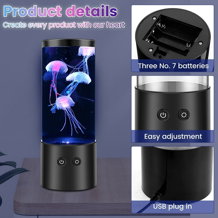 EUWBSSR LED Jellyfish Lamp with 7 Colors Changing USB or Battery