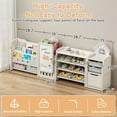 thumbnail image 4 of Cuoote Foldable 3-Tier Bookshelf for Kids, Toy Storage Organizer with 10 Removable Bins, Drawing Board, 3 Brushes, Off-white, 4 of 9