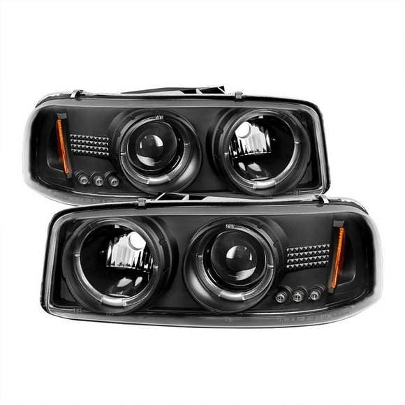 Spyder Automotive Assemblage de Phare 5009357 Ampoule Halogène; Faisceau de Projecteur avec Halo LED; Haute Non Incluse Utilise Ampoule Claire 9005 / Basse 9006; Lentille Claire; Boîtier Noir; Ensemble de 2