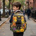 thumbnail image 6 of Chririnla Black Cat Floral Print Large Capacity Elementary Bookbag for High School Travel, Breathable Pockets 600D Polyester Backpack for Little Boys, 6 of 10