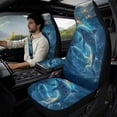 thumbnail image 2 of Xoenoiee Blue Dolphin Print Car Accessories Set of 5, Auto Front Seat Protectors Cover with Seat Belt Cover and Car Armrest Cover, PU Leather Automotive Decor Interior Accessories, 2 of 7