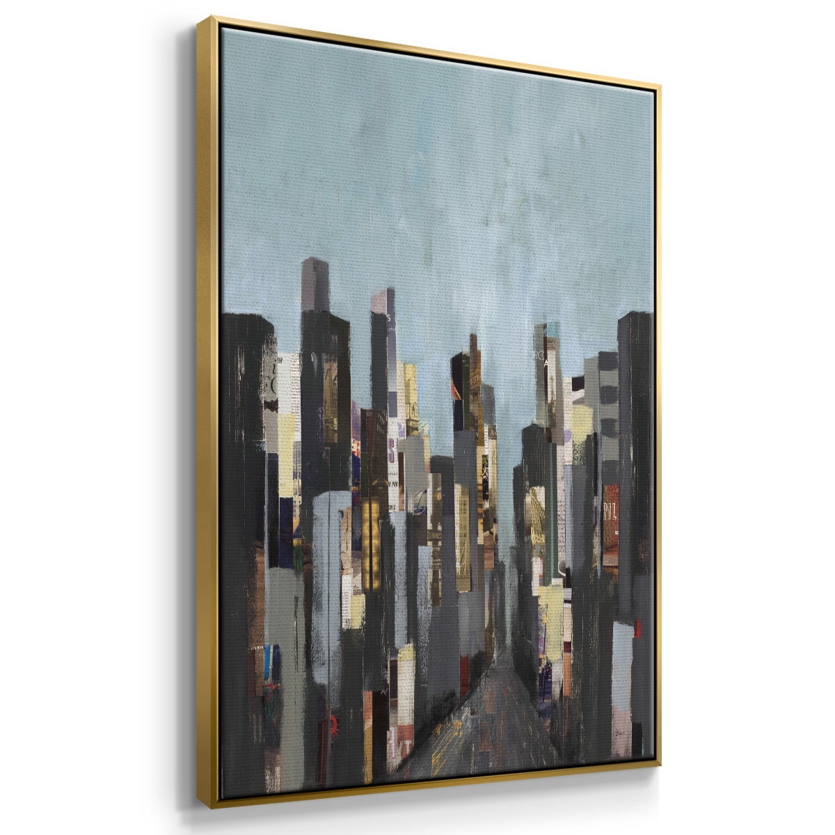 City Beat Framed Premium Gallery Wrapped Canvas - Ready to Hang - 25 x 37 - Gold Floating Frame