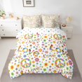 thumbnail image 2 of Feelyou Peace and Love Bedding Comforter Set 7pcs, Hippie Flower Floral Queen Bedding Sets, 2 of 8
