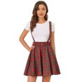 thumbnail image 1 of Falda de tirantes Allegra K Plisado a cuadros Cintura Elástica Mujer Rojo Verde S, 1 of 6