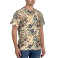 thumbnail image 4 of Yiaed Floral With Birds Print Mens Short Sleeve Tight Fit T-Shirt, Crewneck Casual Tee-3X-Large, 4 of 5