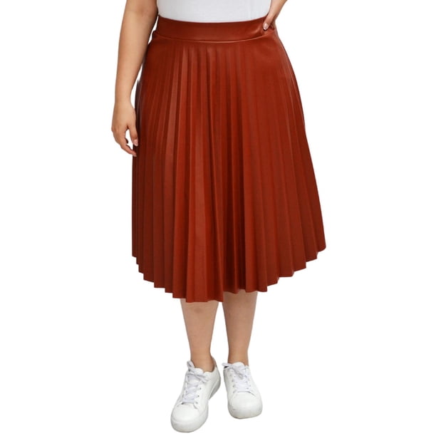 Falda plisada de vinipiel Roman Fashion/Tallas Extras 2711 (Terracota) cafe 42 Roman Fashion F-ELY-2711-TERRACOTA
