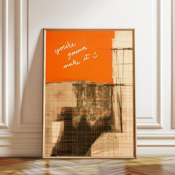 Kna Prints - Encouragement Quote Wall Art - Inspirational Orange Themed Poster - Positive Mindset Home And Office Decorposter, Framed And Print, UNFRAMED-8x12