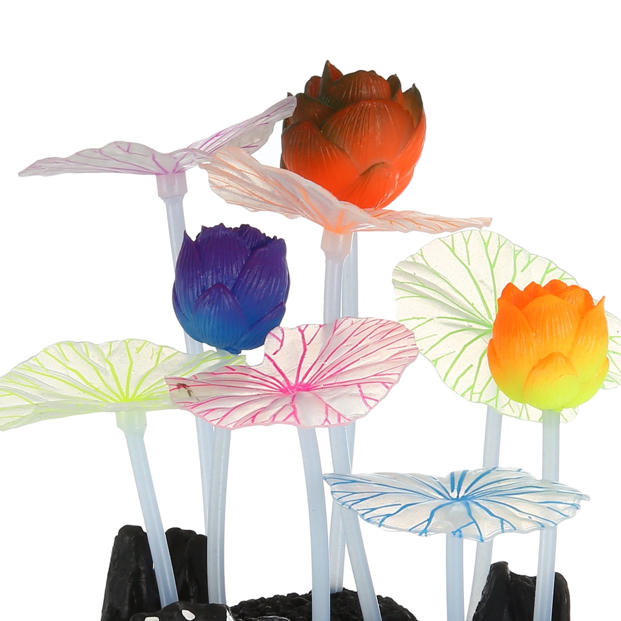 Unique Bargains Aquarium Plants Set Fish Tank Plants Mushroom Coral Lotus Leaf Fake Fish Tank Decor Ornament Plants