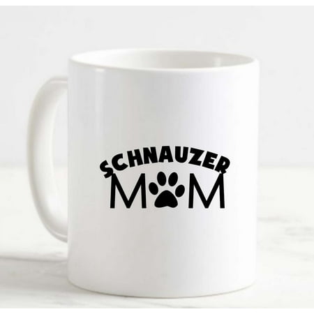 

Coffee Mug Schnauzer Mom Paw Print Love Animals Dog White Cup Funny Gifts for work office him her