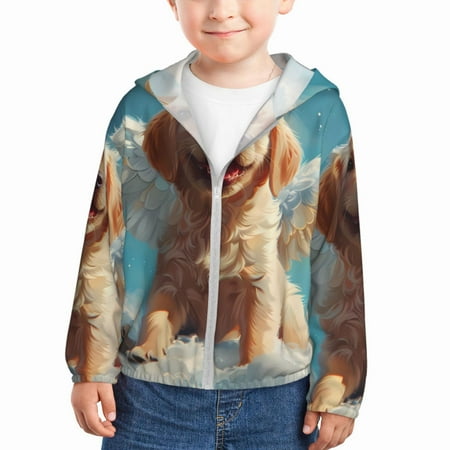 

Gaeub Cute Angel Winged Dog Print Athletic Sun Protection Hoodie for Kids Long Sleeve Outdoor UV Shirt Running Fishing Top for Boys Girls-4 Years