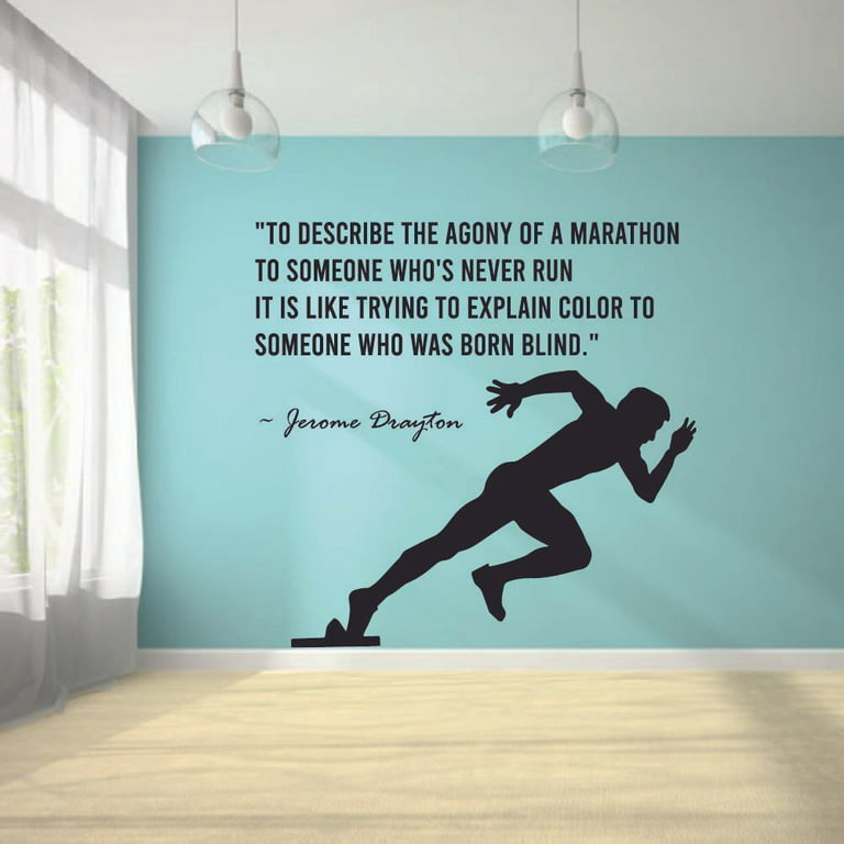 Agony Of A Marathon To Someone Running Motivation Quote Wall Sticker Art  Decal for Girls Boys Room Bedroom Gym Studio Garage House Fun Home Decor