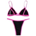 thumbnail image 4 of Womens Bikini Two Piece Swimsuit Halter Top with Shorts Bottom High Waisted Swimwear Solid Color Bathing Suit for Beach Vacation Pool Party, 4 of 7