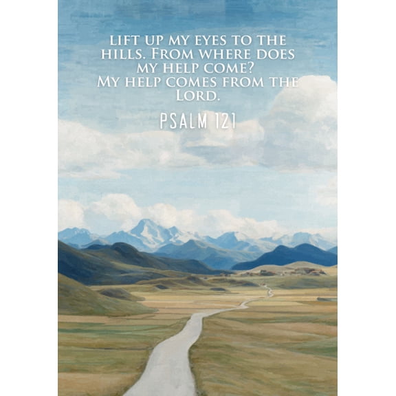 Psalm 121 Bible Verse Wall Art, The Unslumbering I Lift Up My Eyes To The Hills Scripture Print, Christian Decor
