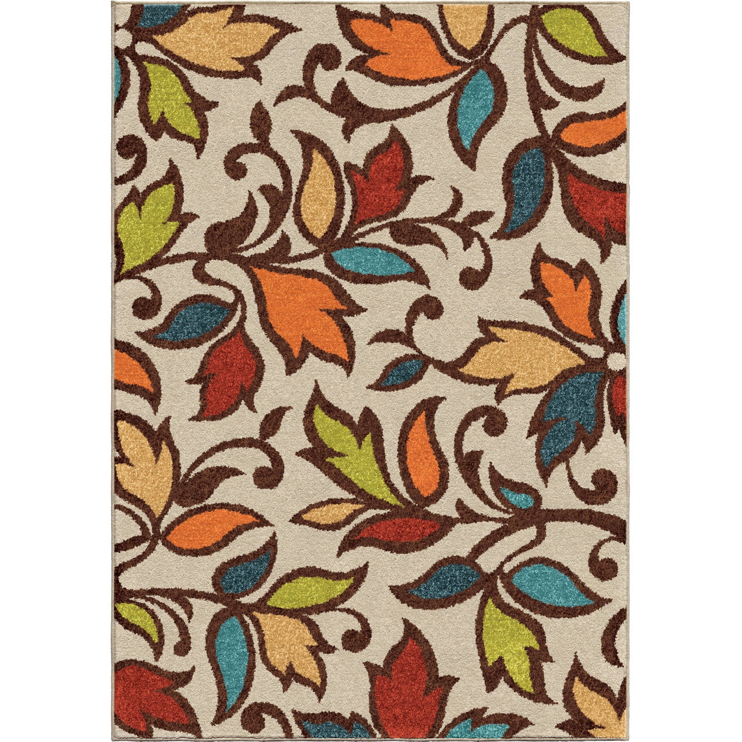 Orian Rugs Indoor Outdoor Dicarna Cream Leaves Area Rug