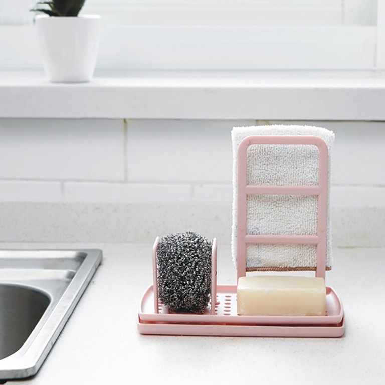 FASKMH Sponge Holder for Kitchen Sink Caddy Organizer, Tray Sponge Brush  Soap Holder for Home 