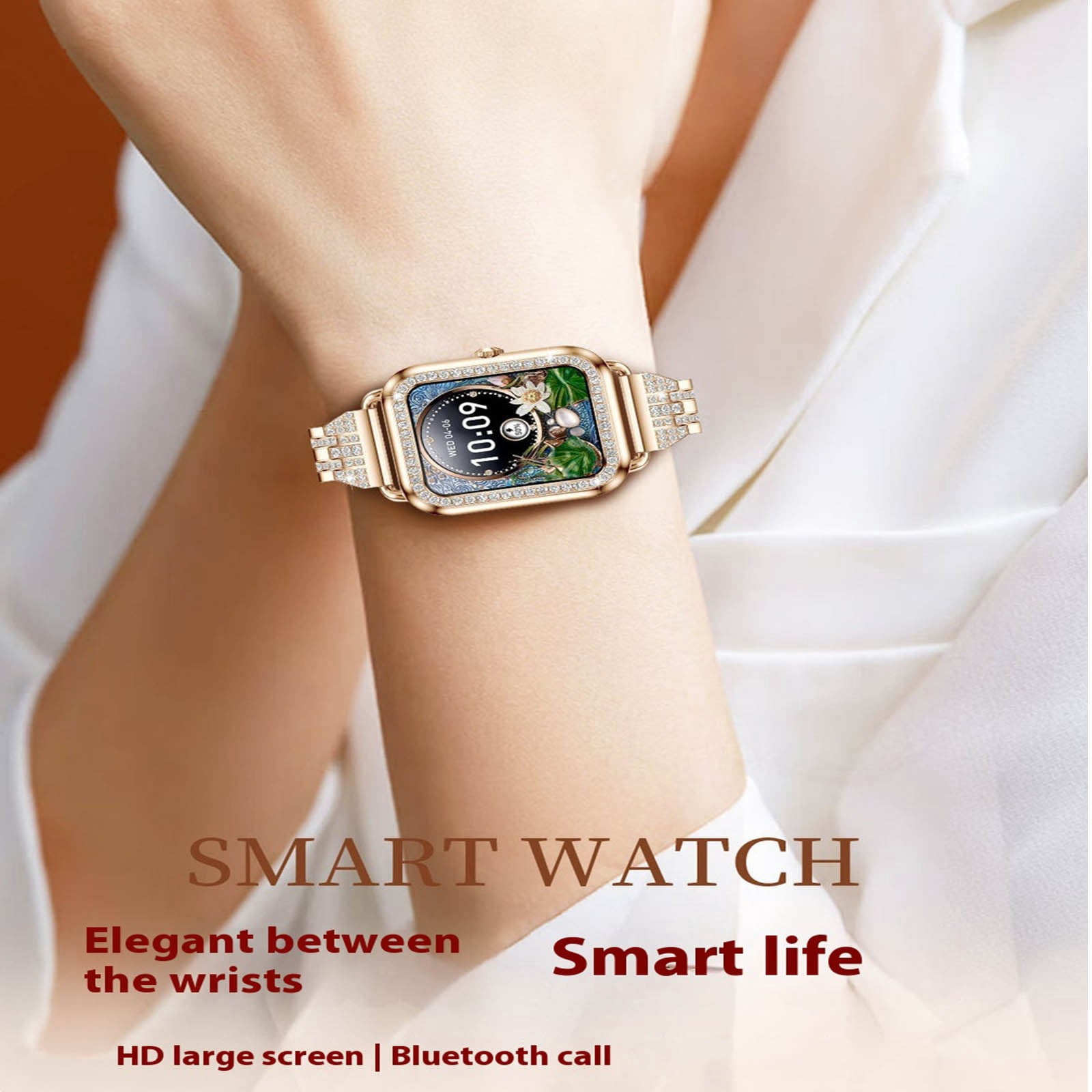 Smart Watch, Smart Watches for Men, Smart Watch 1.57 in Smart Watch for Android and IOS Phones IP68 Water Fitness Watch Voice Features for Women and Men, Smart Watches for Women(Gold A)