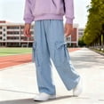 thumbnail image 7 of HAOTAGS Girls Cargo Pants (5-16) Elastic Waist Bow Decor Loose Wide Leg Casual Trousers Sky Blue Size 15, 7 of 7