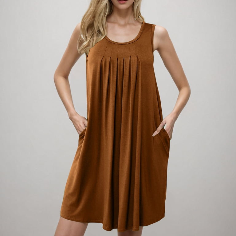 brown tank dress womens Women's Striped Tank Midi Dress - Mocha Small | Women's Online Boutique | Boho Chic Style