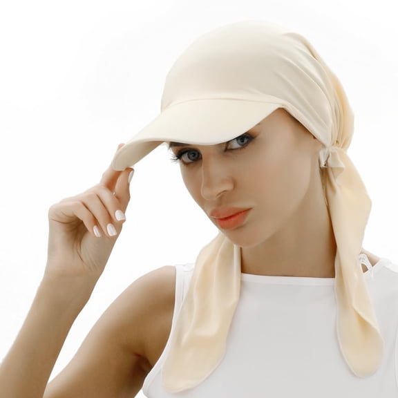 Women Muslim Headscarf Hat Pre Tied Hair Loss Turban Solid Color Chemo Baseball Cap Slouchy Bonnet Head Cover