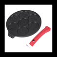 thumbnail image 4 of 2X Pancake Maker - Non-Stick Pancake Pan Griddle Grill Pan Mini Crepe Maker 7-Mold with Silicone Handle, Black Animal,2 x Pancake Maker,Black & Red, 4 of 8