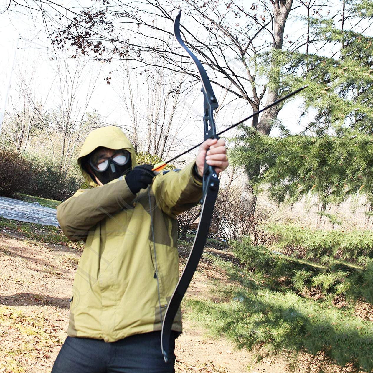 56" Recurve Bow with 30 Max Draw 30 35 40 45 50lb Draw Weight Right Hand Outdoor Hunting Bows Arrows Archery Set