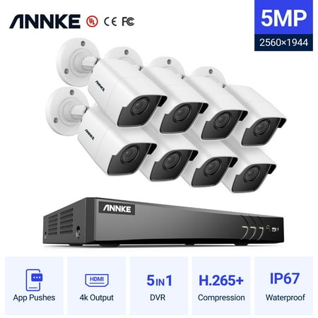ANNKE 8CH 4K Ultra HD H.265+ DVR Video Security System,8pcs 5MP HD Cameras with EXIR LED IR Night Vision, Email Alert with Snapshots