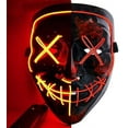 thumbnail image 4 of Lavinya Halloween Mask LED Light up Funny Masks the Purge Movie Scary Festival Costume, Red, 4 of 7