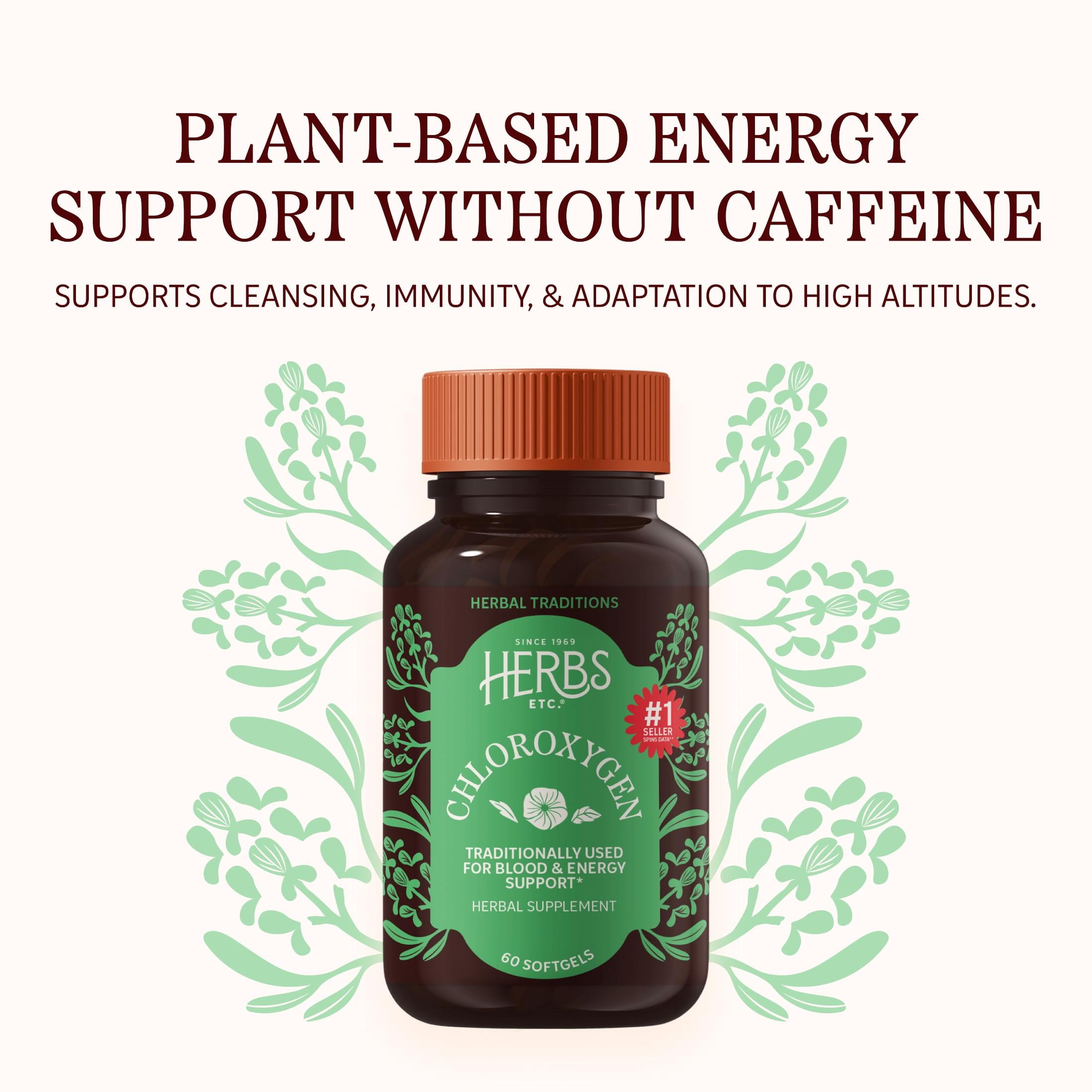 Herbs, Etc., Chloroxygen Chlorophyll Softgels, 60-Count Bottle