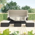 thumbnail image 2 of Outdoor Wicker Furniture Set with Canopy, SYNGAR 4 Pieces Daybed Sunbed Set with Ottomans and Table, Cushioned Sectional Sofa Set, Conversation Chair Set for Backyard, Balcony, Poolside, Beige, D6262, 2 of 12